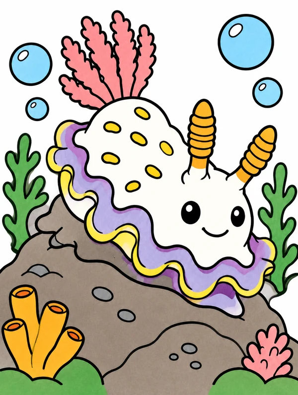 Colored drawing of a sea slug