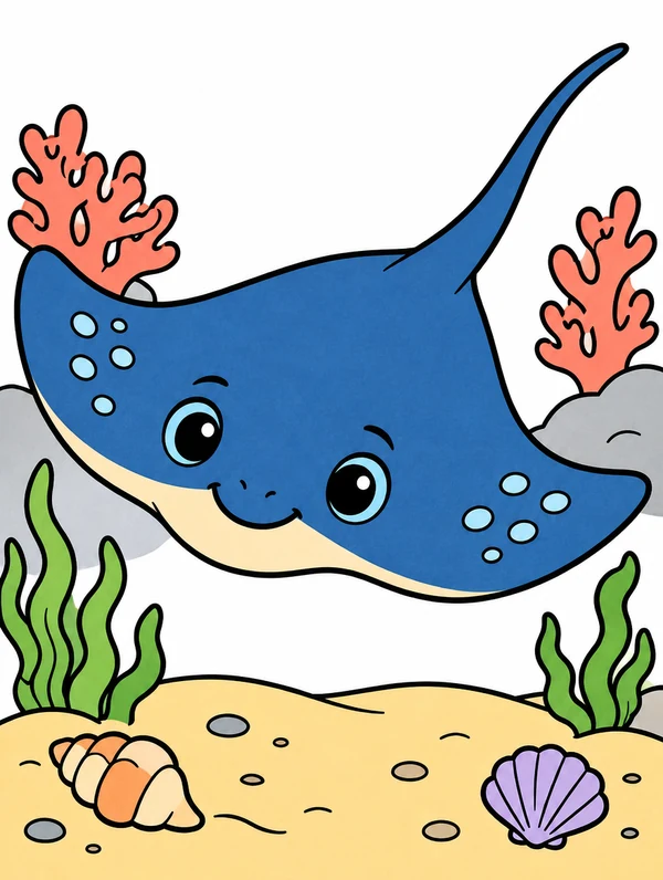 Colored drawing of a stingray
