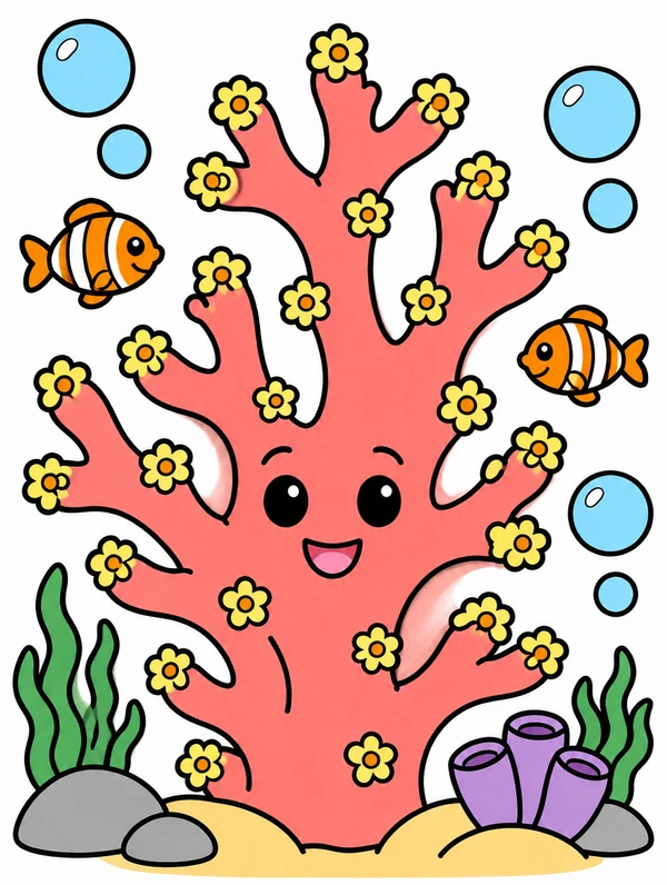 Colored drawing of a coral