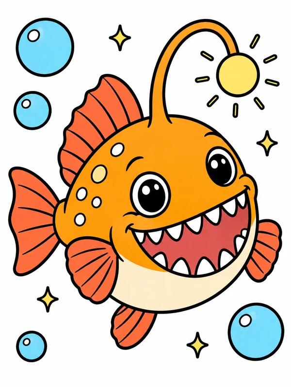 Colored drawing of a anglerfish