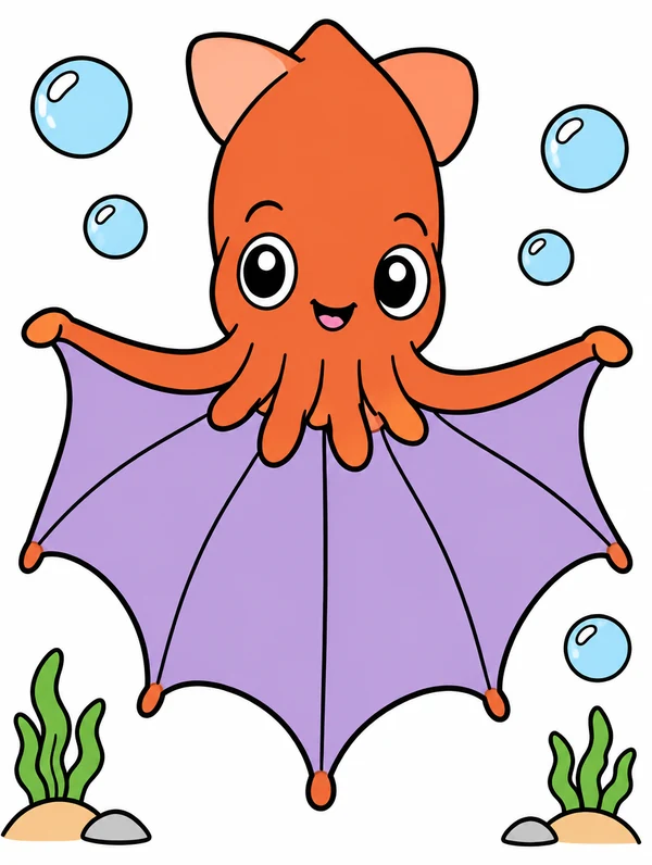 Colored drawing of a vampire squid