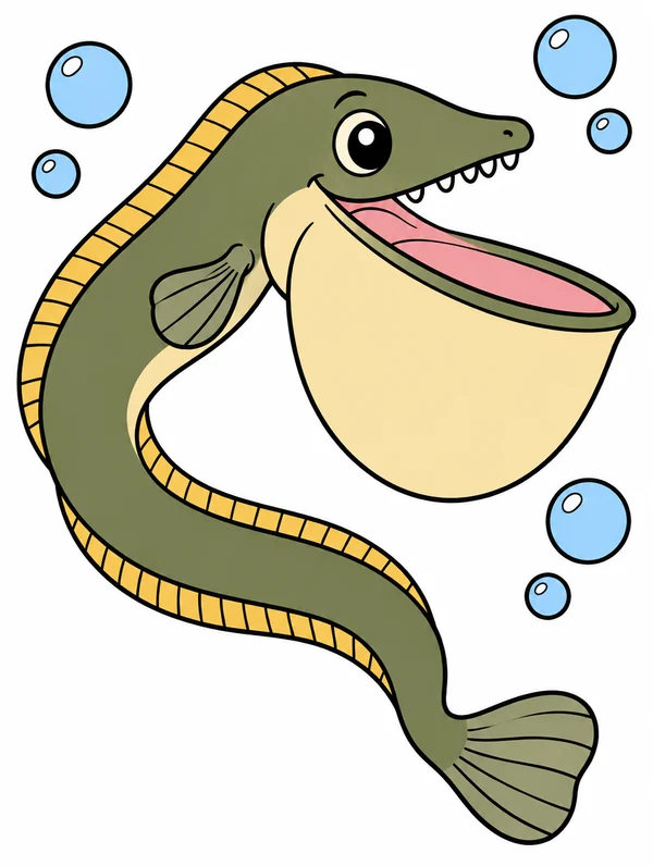 Colored drawing of a gulper eel