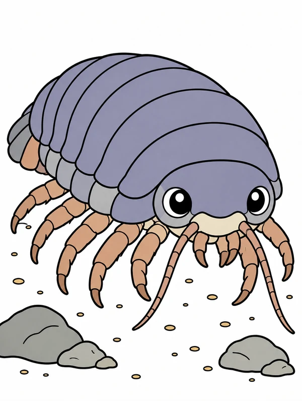Colored drawing of a giant isopod