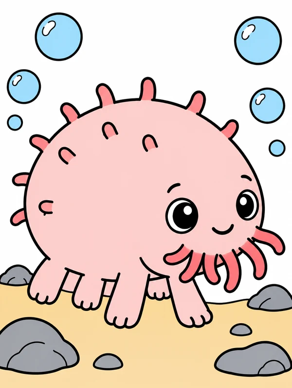 Colored drawing of a sea pig