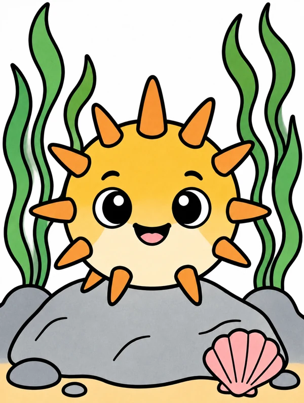 Colored drawing of a sea urchin