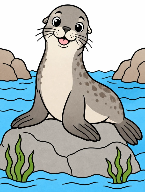 Colored drawing of a sea lion
