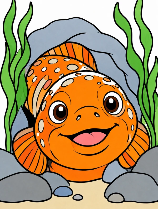 Colored drawing of a wolf eel