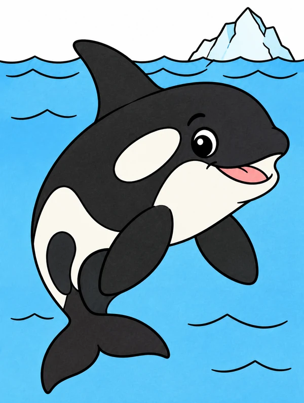 Colored drawing of a orca