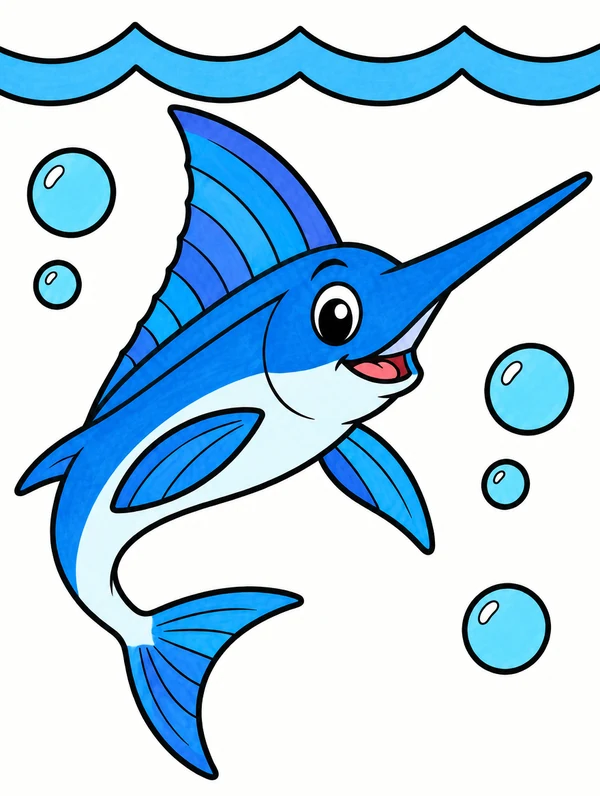 Colored drawing of a swordfish