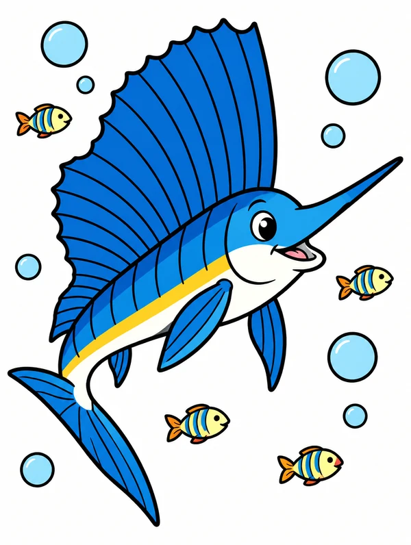 Colored drawing of a sailfish