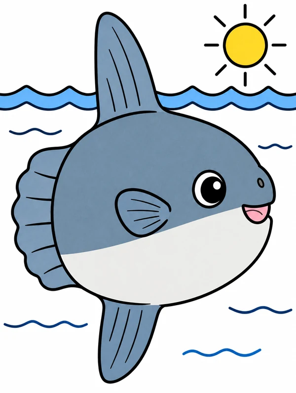 Colored drawing of a ocean sunfish