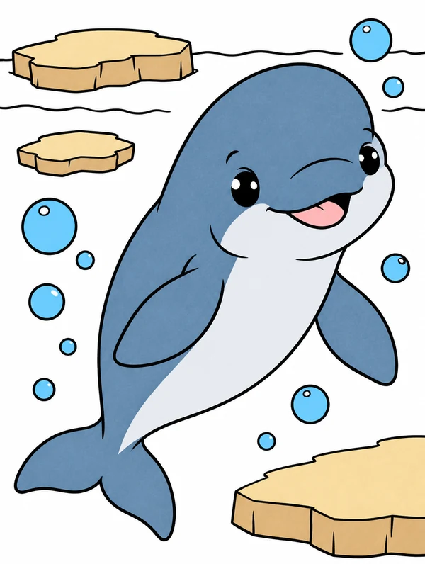 Colored drawing of a beluga whale
