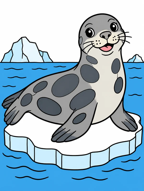 Colored drawing of a leopard seal