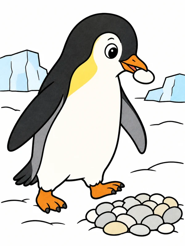 Colored drawing of a adélie penguin