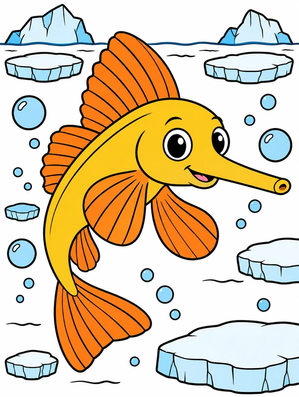 Colored drawing of a icefish