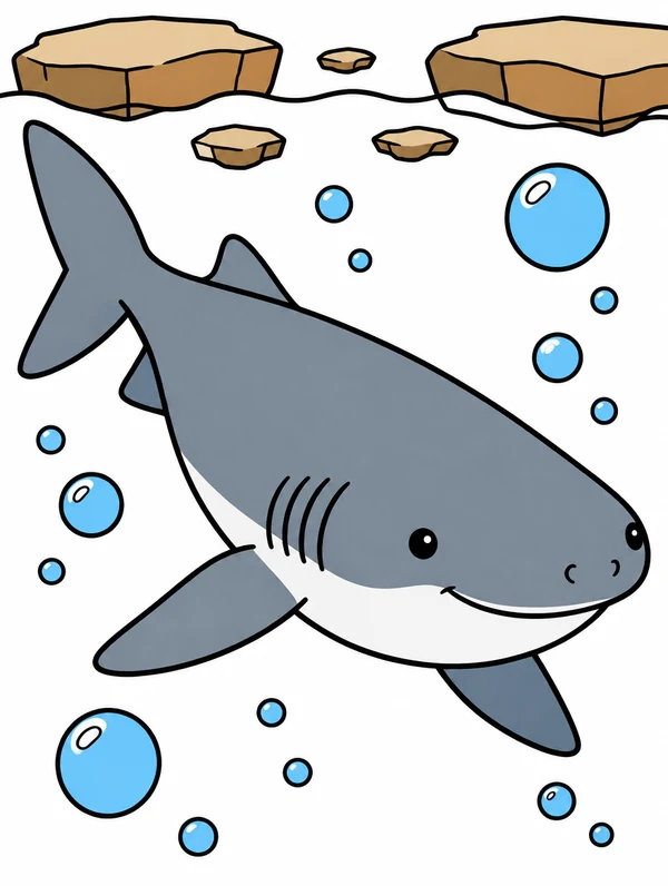 Colored drawing of a greenland shark
