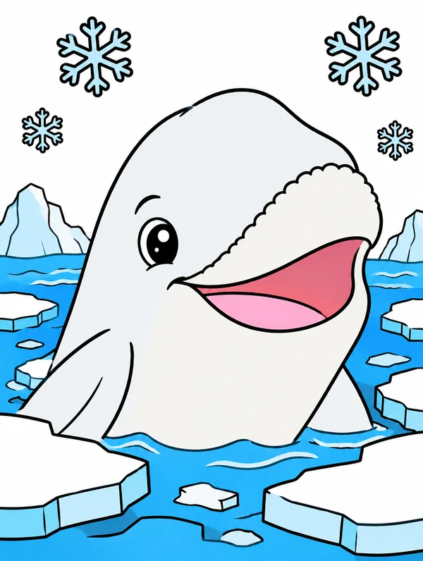 Colored drawing of a bowhead whale