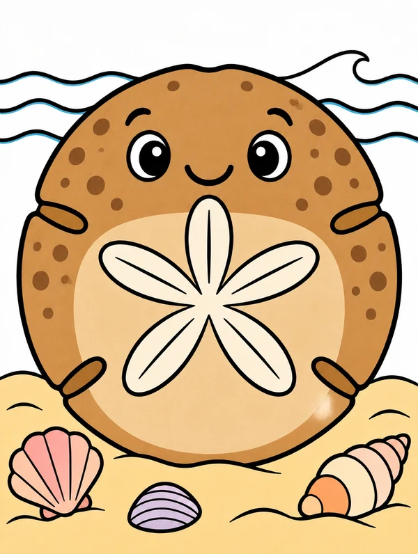Colored drawing of a sand dollar