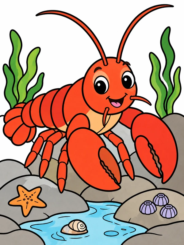 Colored drawing of a lobster