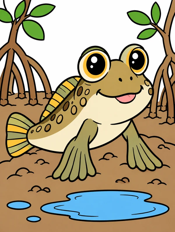 Colored drawing of a mudskipper