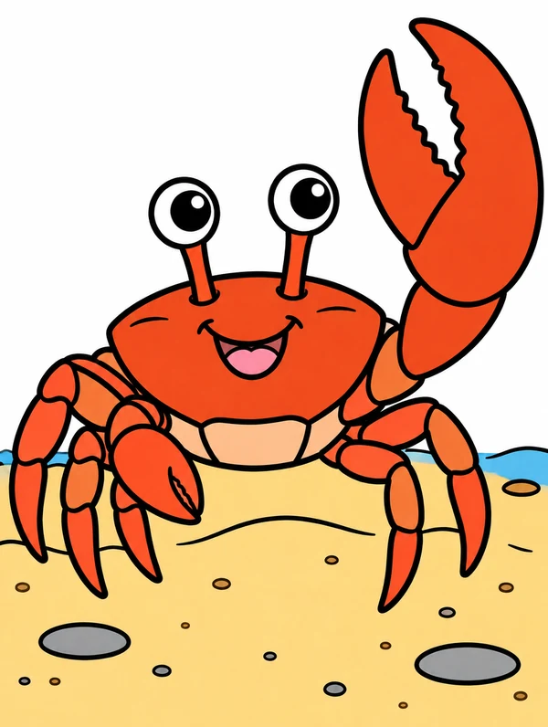Colored drawing of a fiddler crab