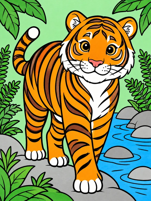 Colored drawing of a Sumatran tiger