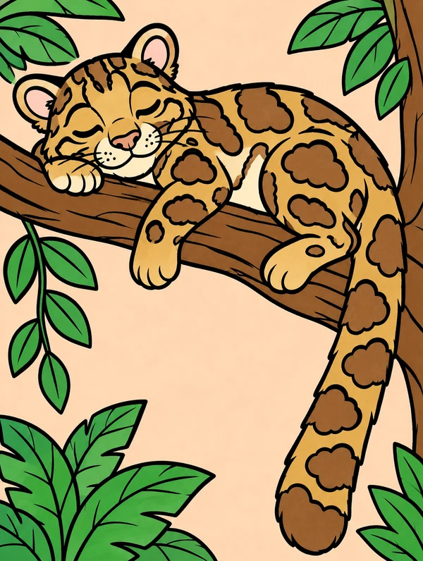 Colored drawing of a clouded leopard