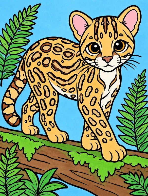 Colored drawing of an ocelot