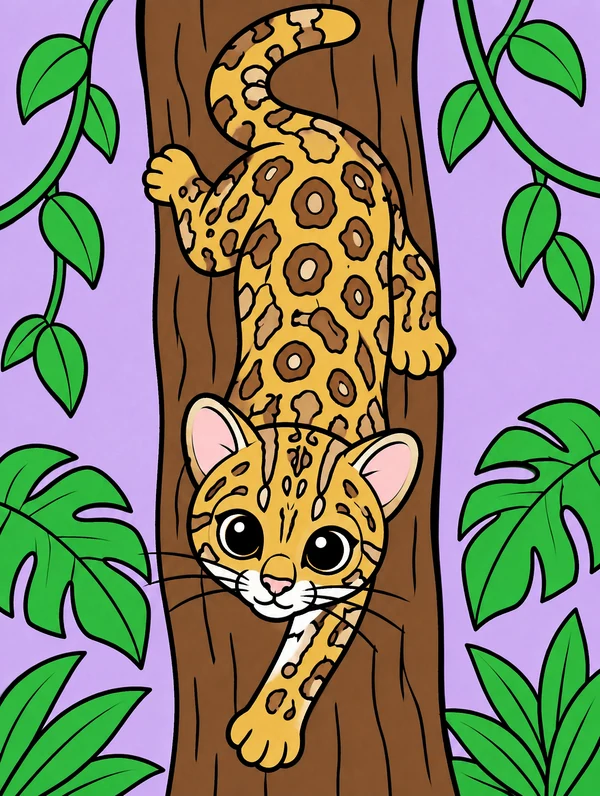 Colored drawing of a margay