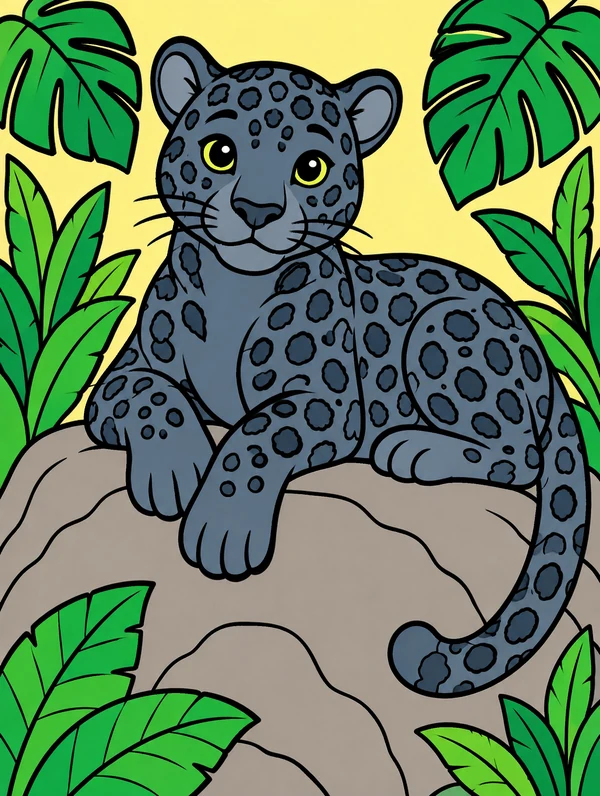 Colored drawing of a black panther
