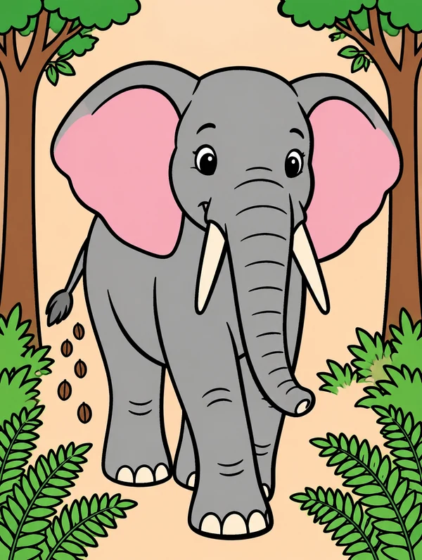 Colored drawing of an African forest elephant