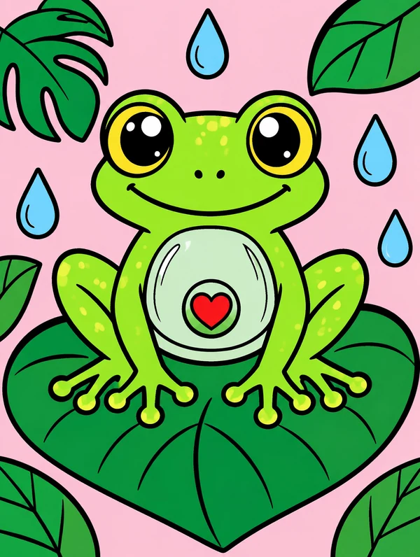Colored drawing of a glass frog