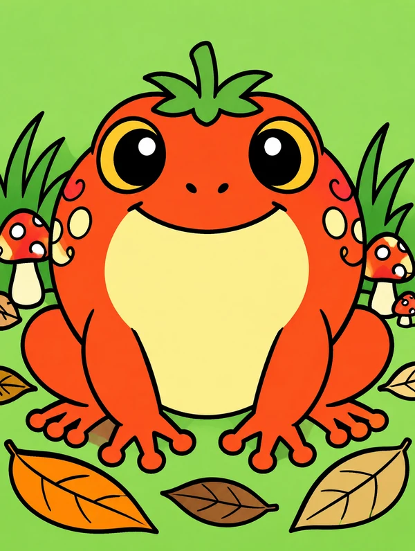 Colored drawing of a tomato frog