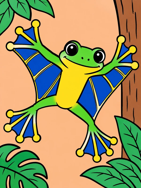 Colored drawing of a wallace's flying frog