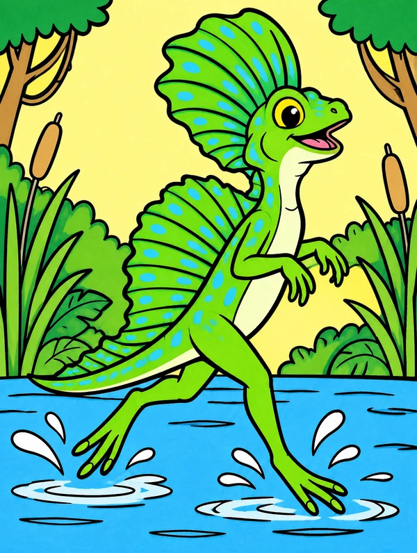 Colored drawing of a green basilisk