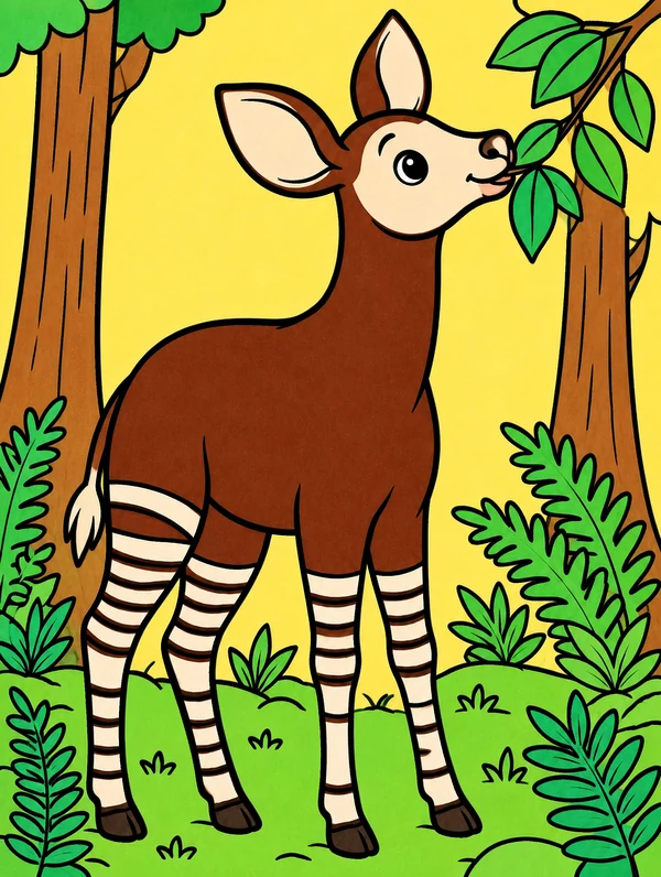 Colored drawing of an okapi