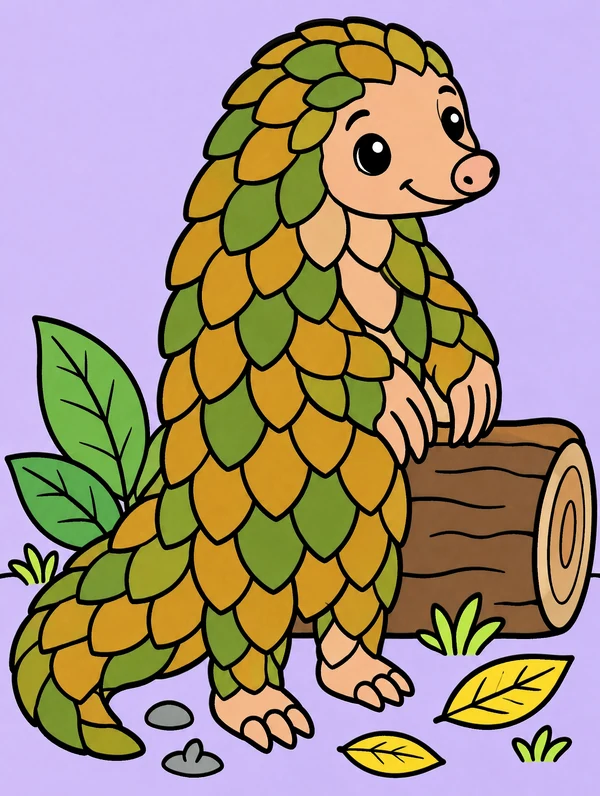 Colored drawing of a pangolin