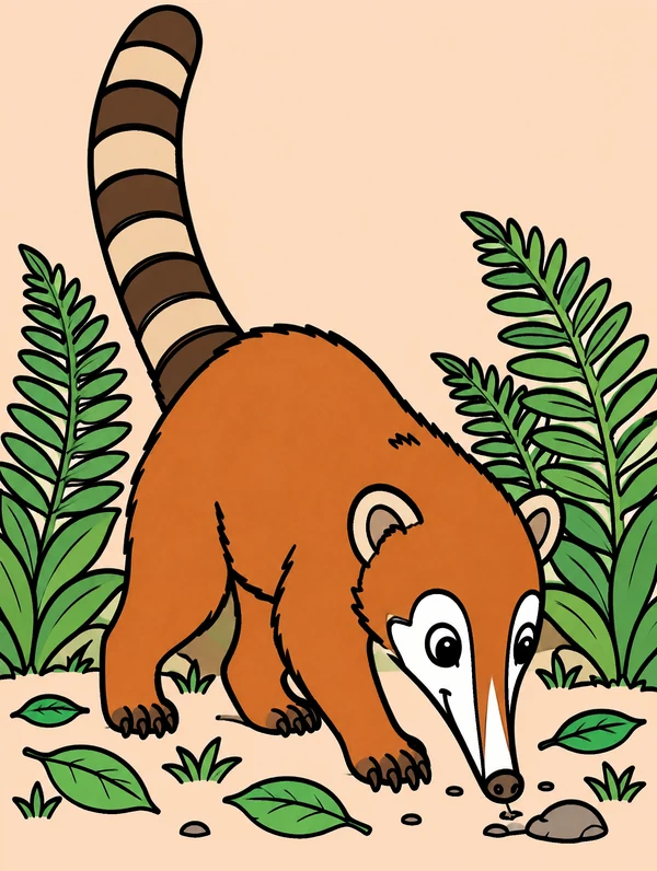 Colored drawing of a coati