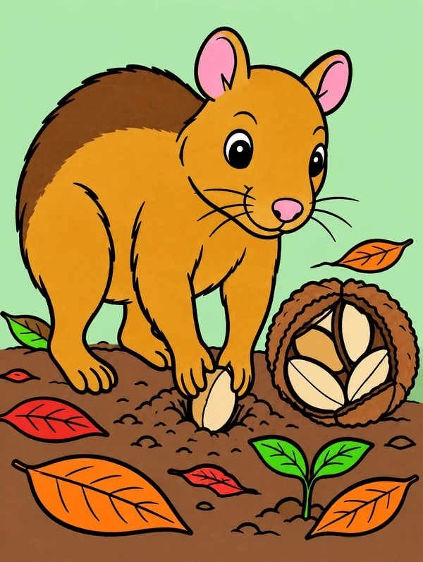 Colored drawing of an agouti