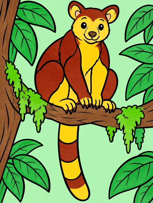 Colored drawing of a tree kangaroo