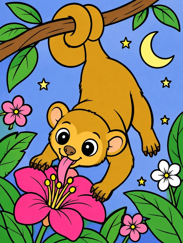 Colored drawing of a kinkajou