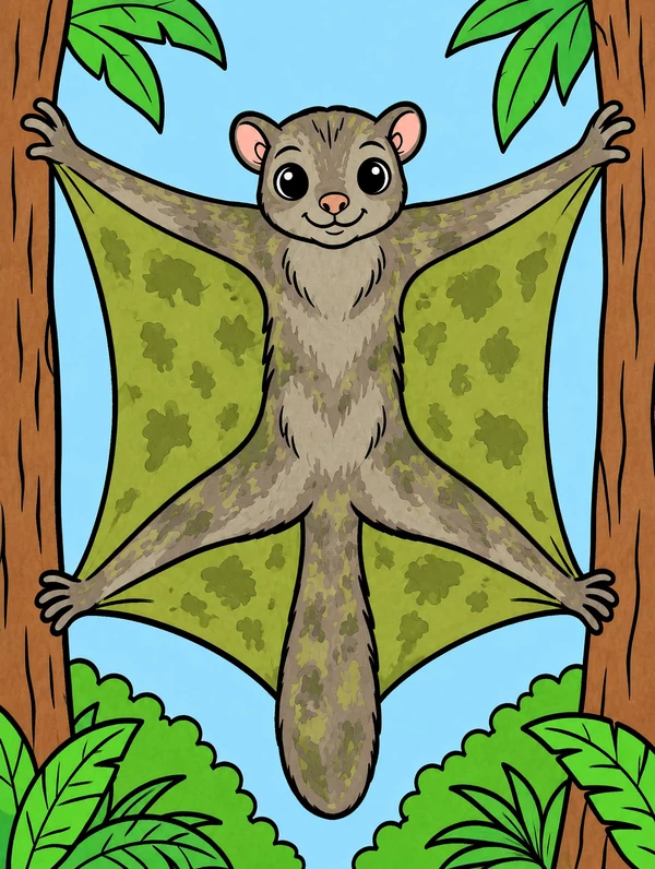 Colored drawing of a colugo