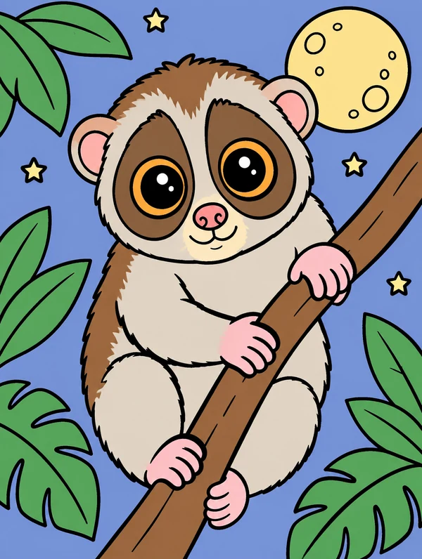 Colored drawing of a slow loris