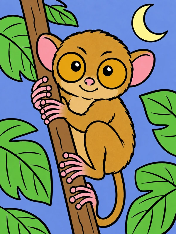 Colored drawing of a tarsier