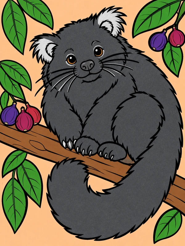 Colored drawing of a binturong