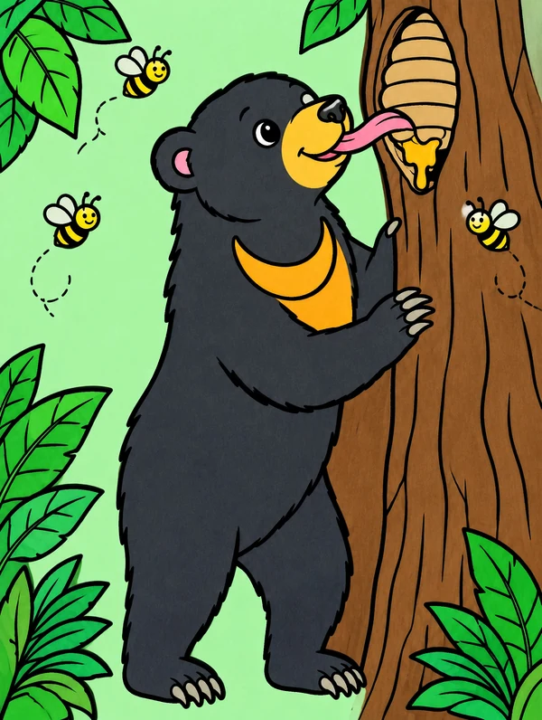Colored drawing of a sun bear