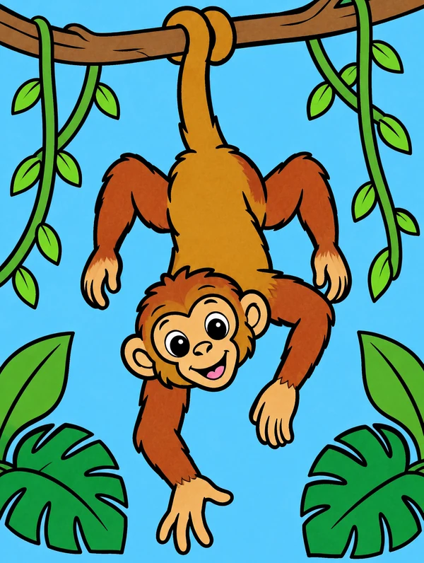 Colored drawing of a spider monkey