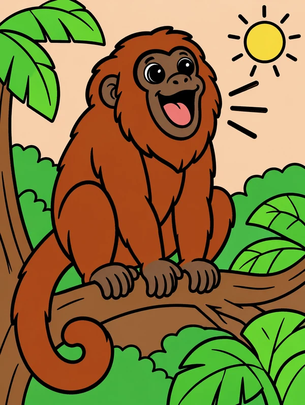 Colored drawing of a howler monkey