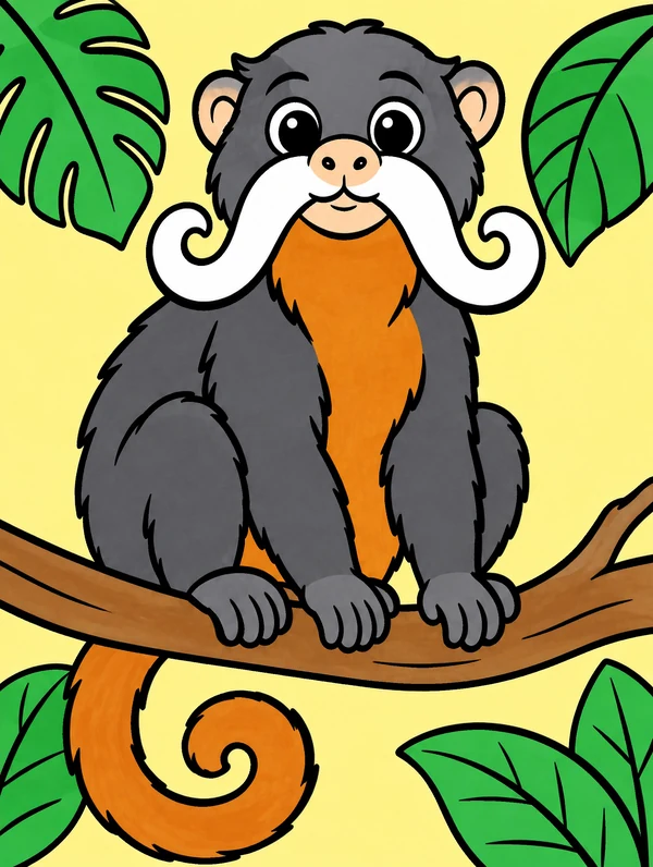 Colored drawing of an emperor tamarin