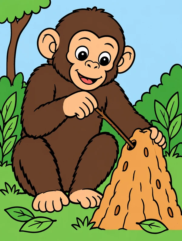 Colored drawing of a chimpanzee